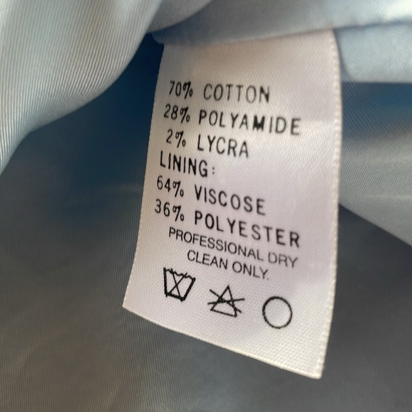 St John Vintage Oversize Lt Blue Barn Jacket Stretch Cotton Logo Button Sz Small - Picture 5 of 10